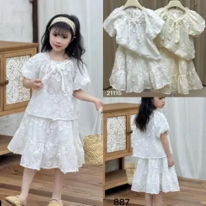 بلوز و دامن خامه دوزی بچگانه مدل نسترن